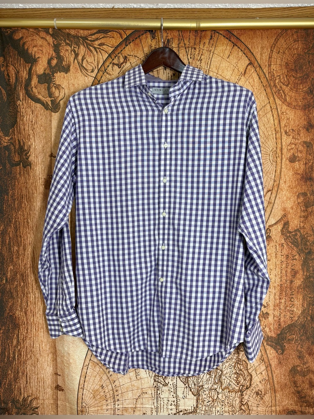 Men's XL Casual Dress Shirt Jack Stone By Thomas Dean Button Up Classic Plaid